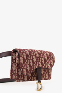 Christian Dior 2019 Burgundy Oblique Jacquard Saddle Belt Pouch