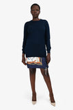 Louis Vuitton Navy Wool/Silk Scarf Sweater Dress Size M
