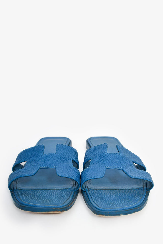 Hermes Blue Oran H Sandals Size 36.5