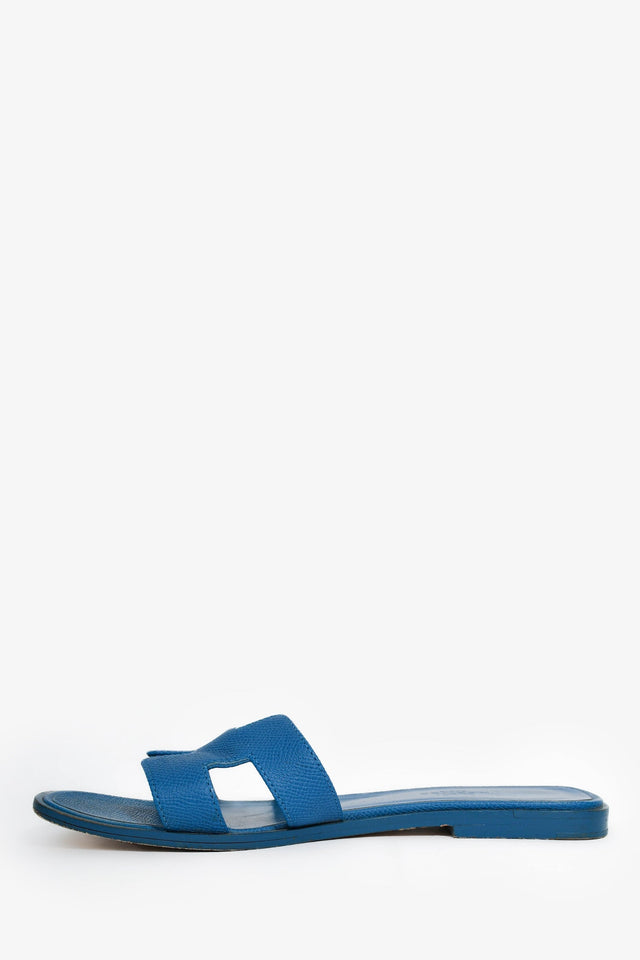 Hermes Blue Oran H Sandals Size 36.5