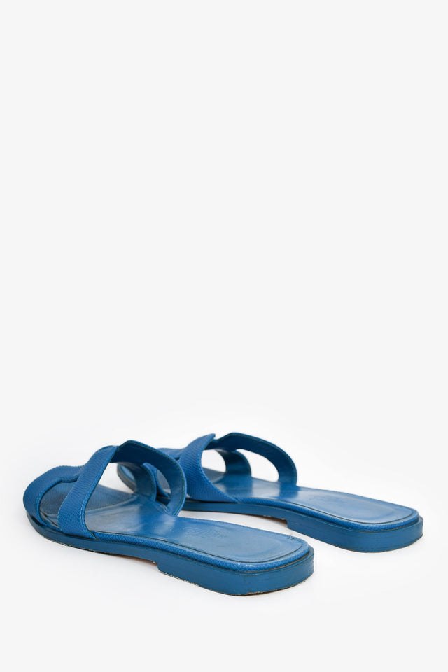 Hermes Blue Oran H Sandals Size 36.5