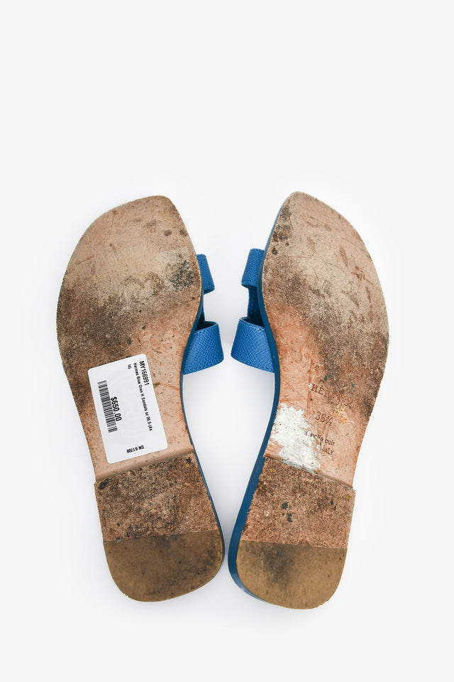 Hermes Blue Oran H Sandals Size 36.5