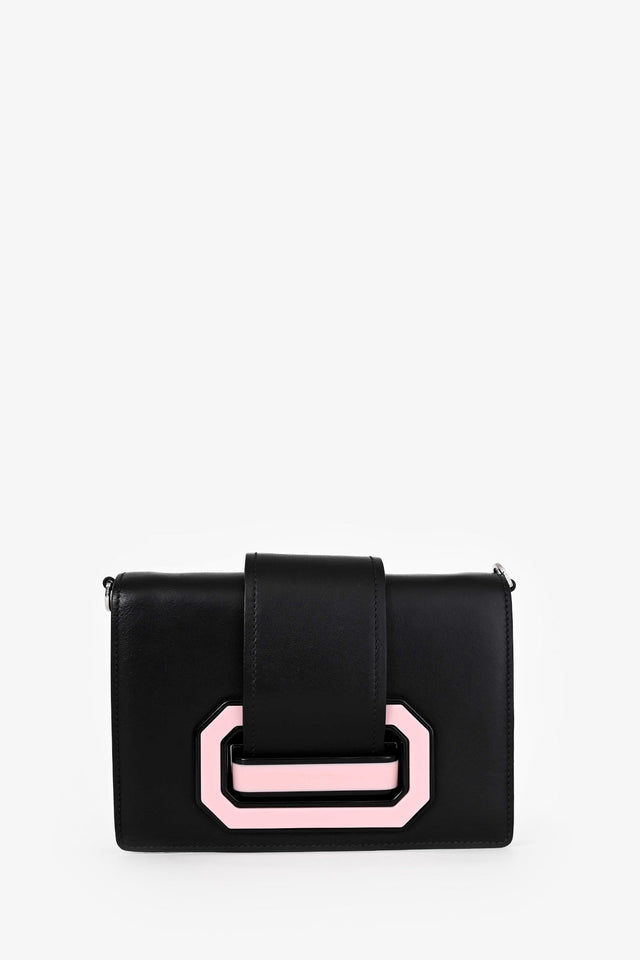 Prada Black/Pink Leather City Ribbon Plexi Bag