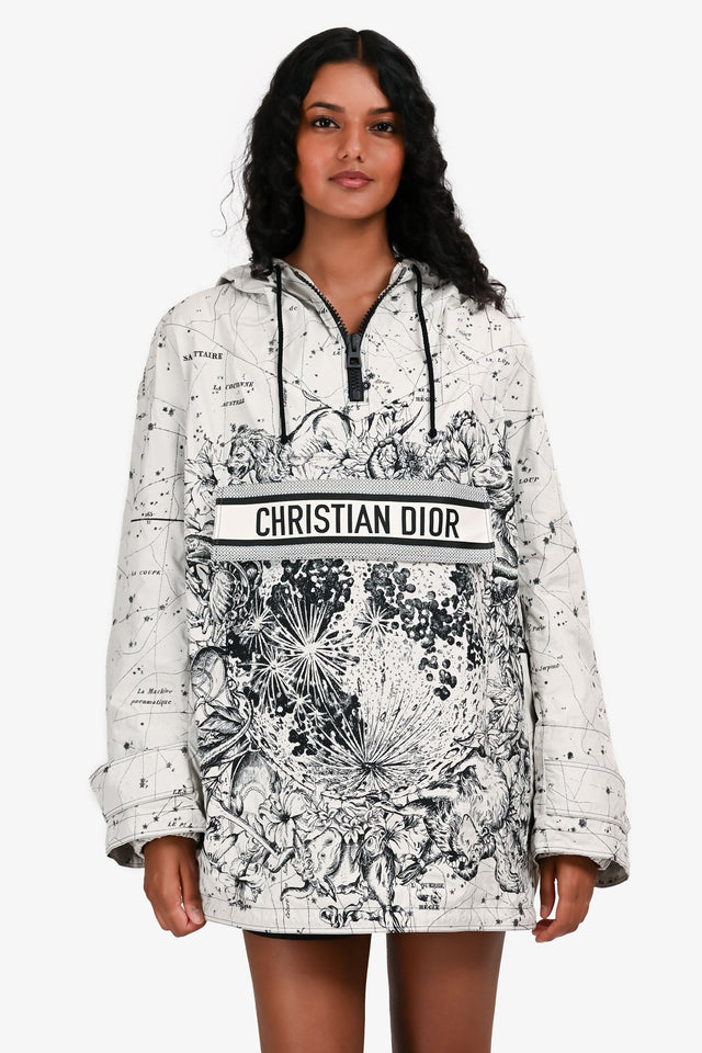 Christian Dior White/Black Astronomy Patterned Anorak Size XS