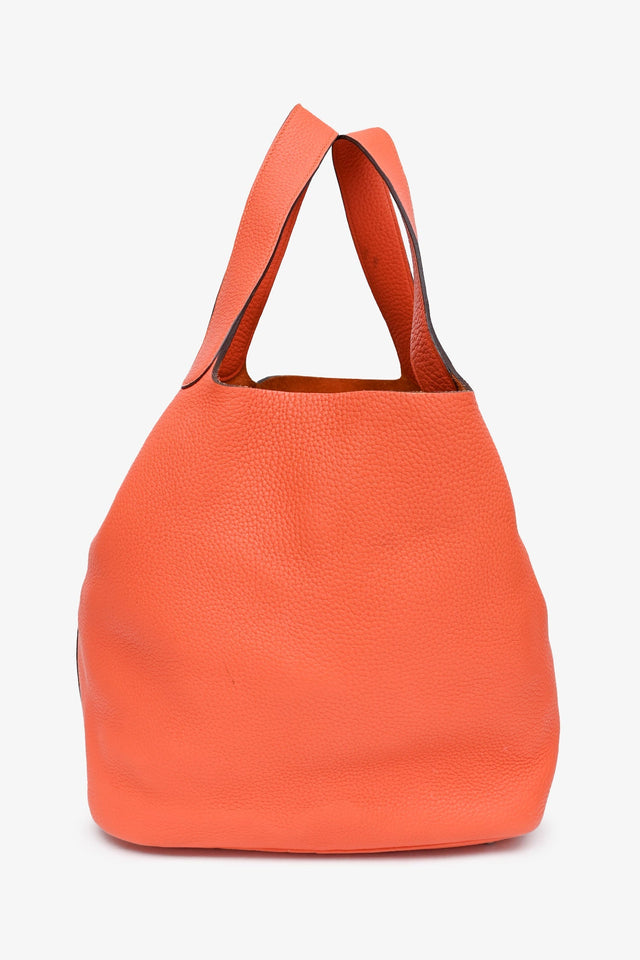 Hermes Orange Clemence Leather Large Picotin Lock 26 Casaque