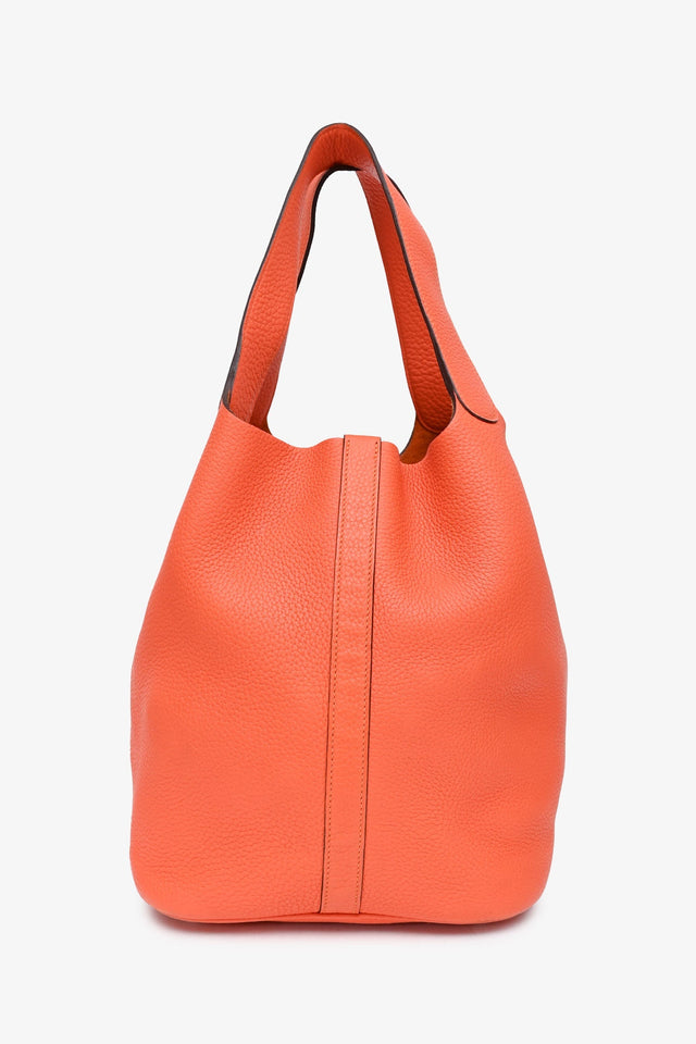 Hermes Orange Clemence Leather Large Picotin Lock 26 Casaque