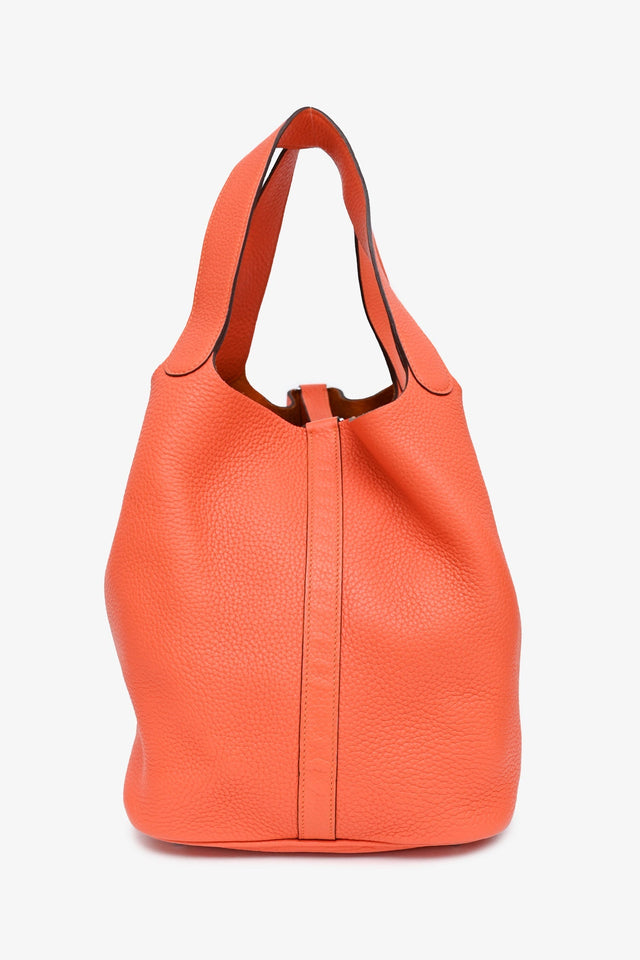 Hermes Orange Clemence Leather Large Picotin Lock 26 Casaque