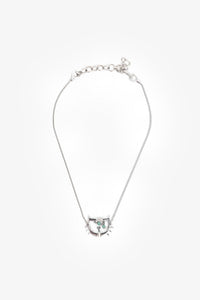 Christian Dior Silver Tone Metal D Cat Motif Necklace