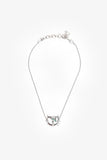 Christian Dior Silver Tone Metal D Cat Motif Necklace