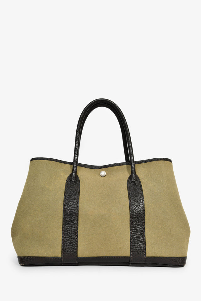 Hermes 2003 Green/Brown Canvas/Leather Garden Party 36