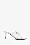 Prada Silver Vinyl Logo Mules Size 39