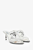 Prada Silver Vinyl Logo Mules Size 39