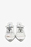 Prada Silver Vinyl Logo Mules Size 39