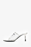 Prada Silver Vinyl Logo Mules Size 39