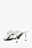 Prada Silver Vinyl Logo Mules Size 39
