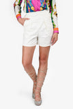 Hermes White Pleated Silver Buttons Short Size 34