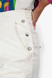 Hermes White Pleated Silver Buttons Short Size 34