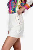 Hermes White Pleated Silver Buttons Short Size 34