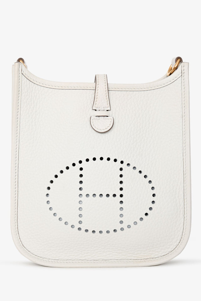 Hermes 2024 Blanc Clemence Leather Evelyne TPM