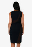 Christian Dior Navy Wool Cream/Brown Striped Sleeveless Midi Dress Size 6 US