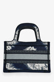 Christian Dior Blue Embroidered Canvas Tie-Dye Mini Book Tote