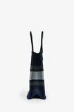 Christian Dior Blue Embroidered Canvas Tie-Dye Mini Book Tote