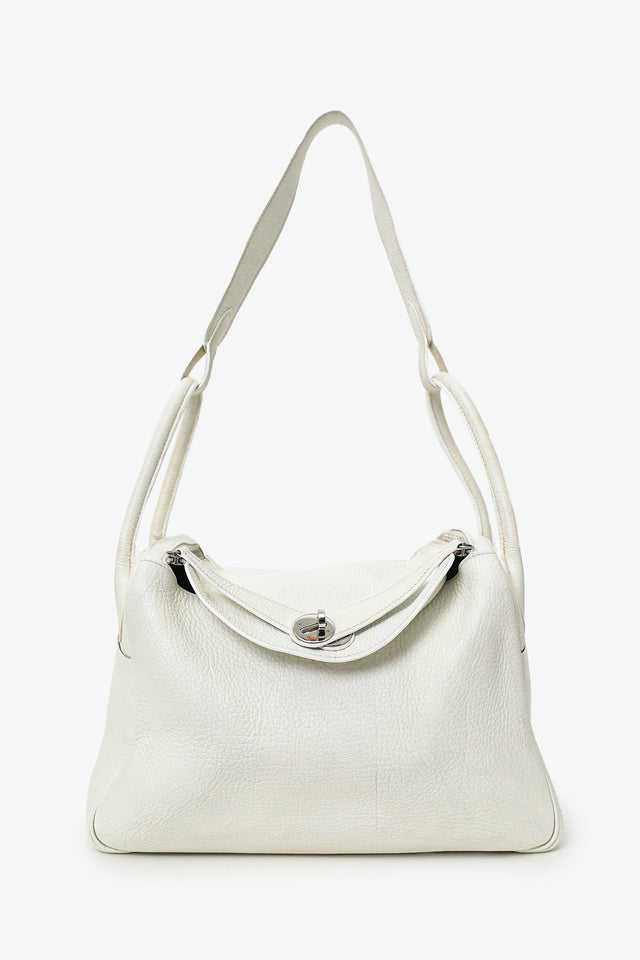Hermes 2006 White Clemence Leather Lindy 30