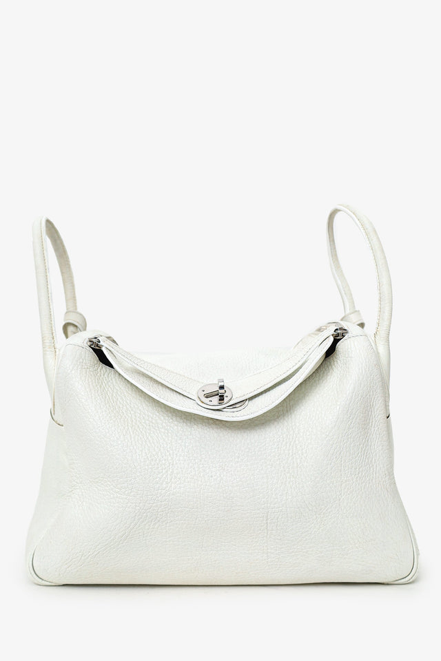 Hermes 2006 White Clemence Leather Lindy 30