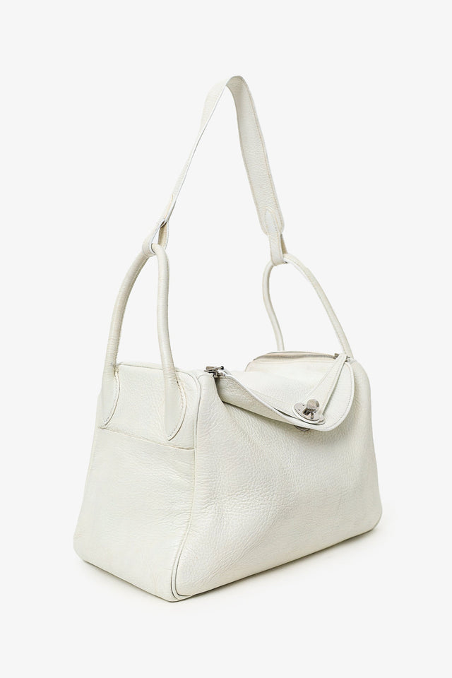 Hermes 2006 White Clemence Leather Lindy 30