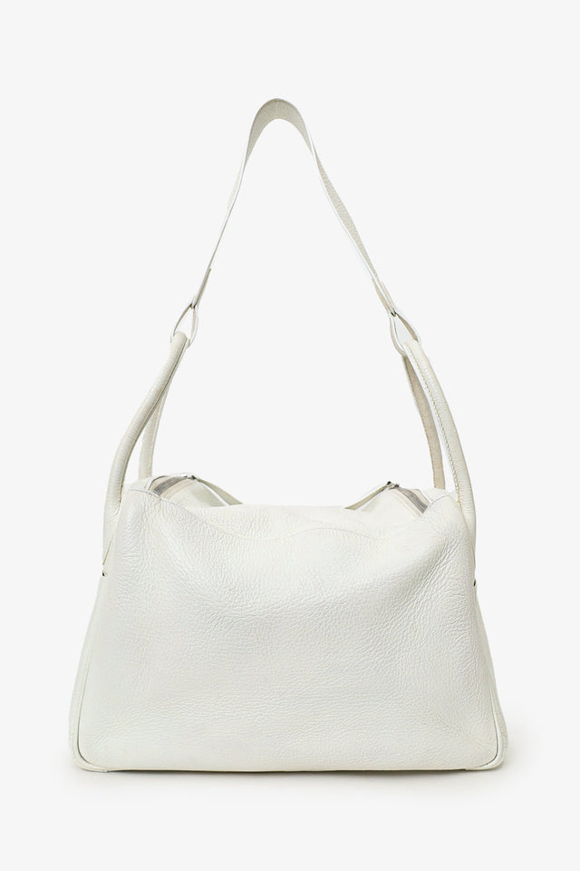 Hermes 2006 White Clemence Leather Lindy 30
