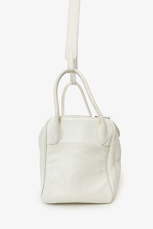 Hermes 2006 White Clemence Leather Lindy 30