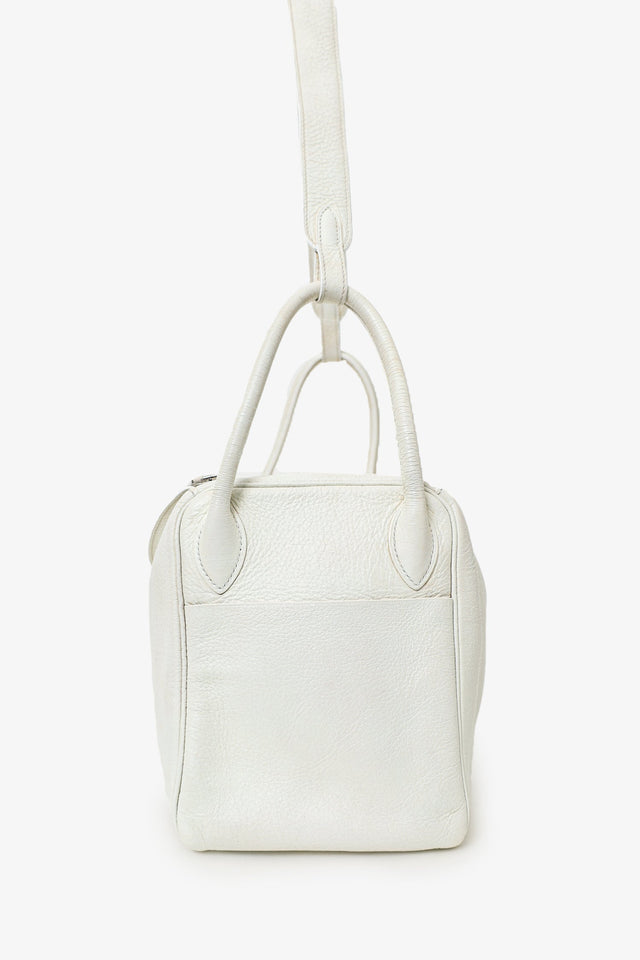 Hermes 2006 White Clemence Leather Lindy 30