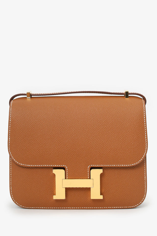 Hermes 2023 Gold Epsom Leather Constance Mini 18