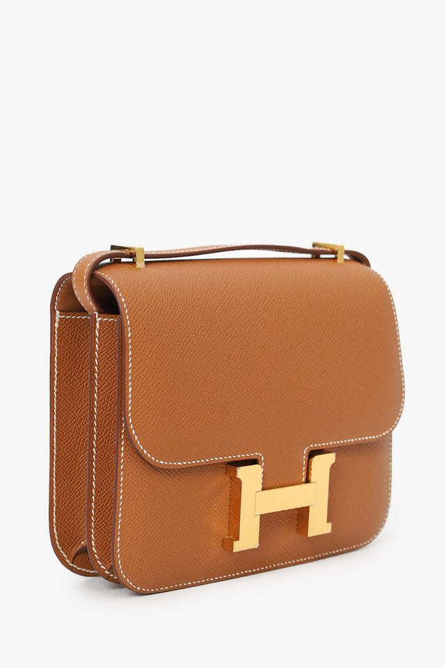Hermes 2023 Gold Epsom Leather Constance Mini 18
