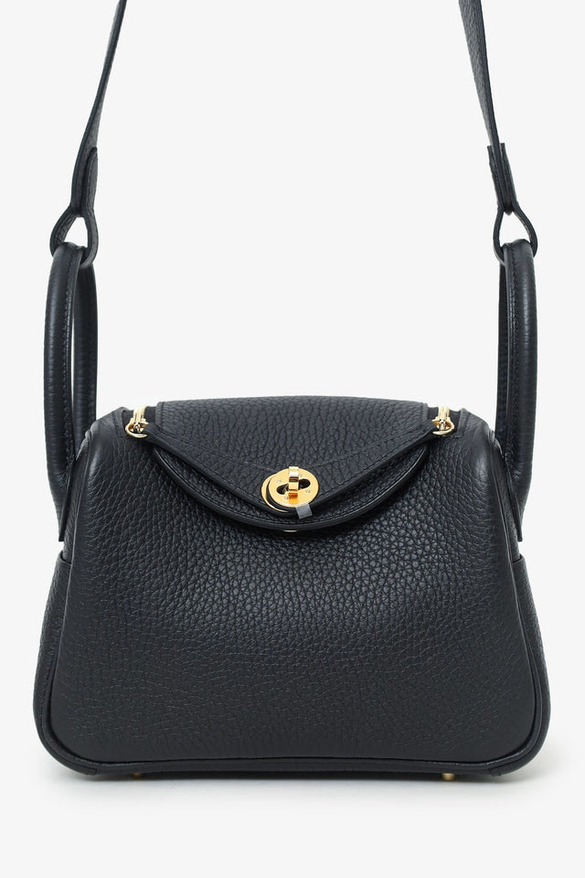 Hermes 2023 Black Clemence Mini Lindy