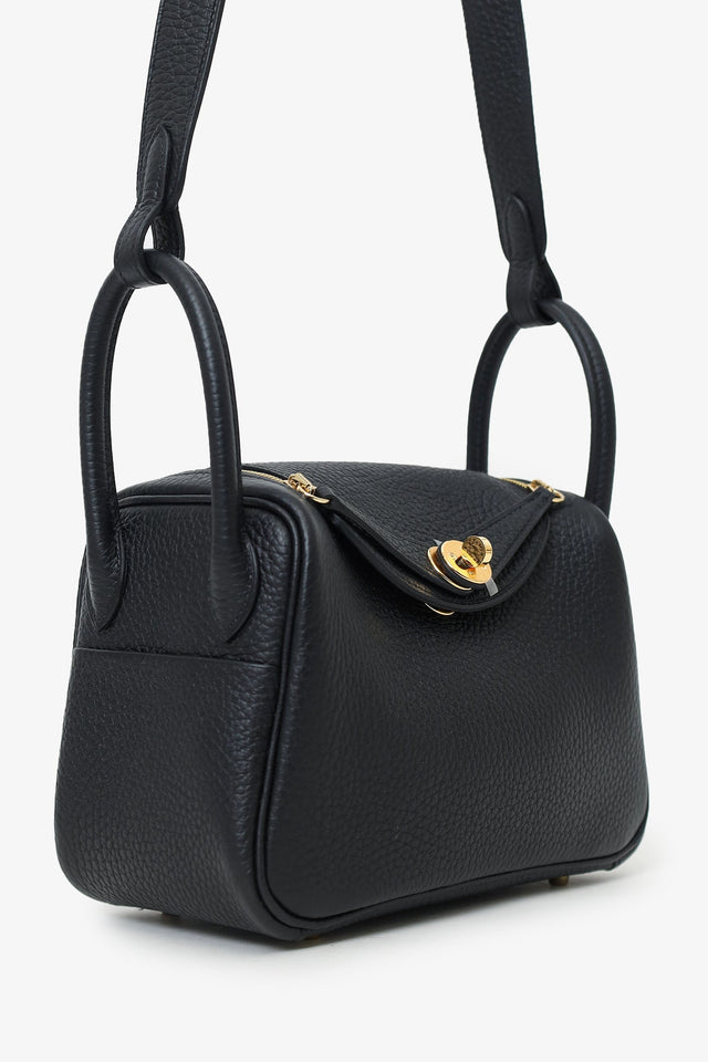 Hermes 2023 Black Clemence Mini Lindy