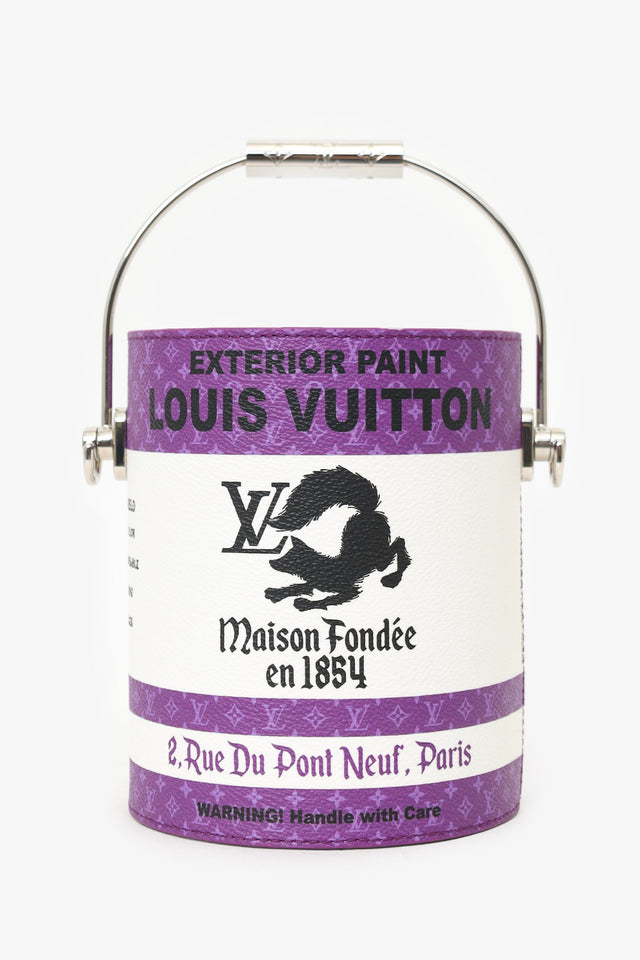 Louis Vuitton White/Purple Leather Paint Can Top Handle With Strap