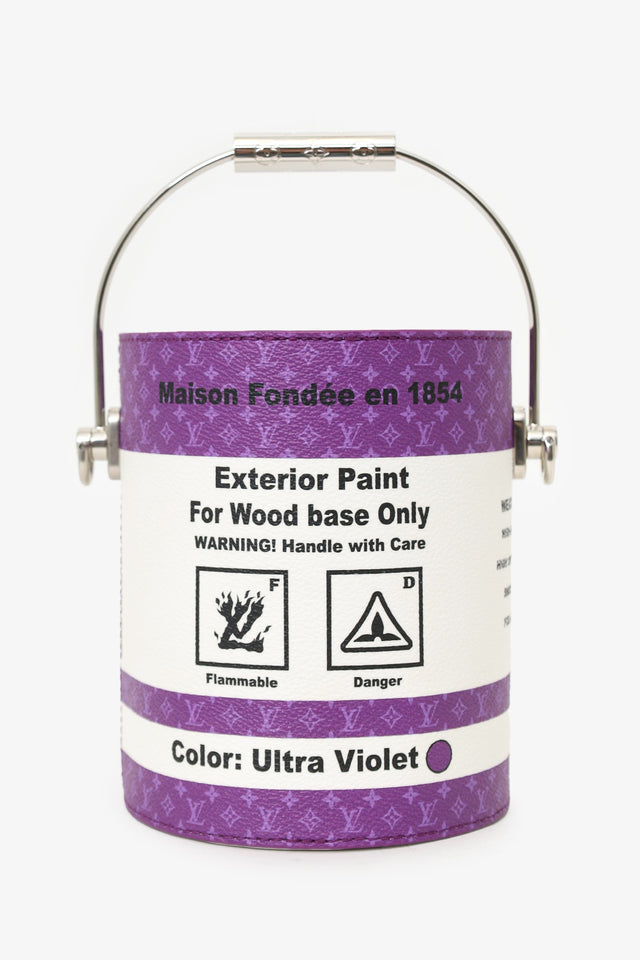 Louis Vuitton White/Purple Leather Paint Can Top Handle With Strap