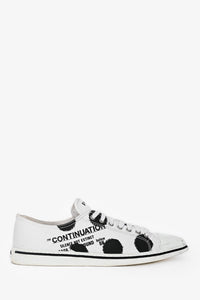 Prada White Graphic Printed Pointed Toe Sneakers Size 39