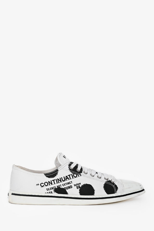 Prada White Graphic Printed Pointed Toe Sneakers Size 39