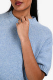 Prada 2019 Blue Wool/Cashmere Short Sleeve Sweater Size 36