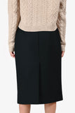 Prada 2016 Black Wool Braid Detail Midi Skirt Size 38
