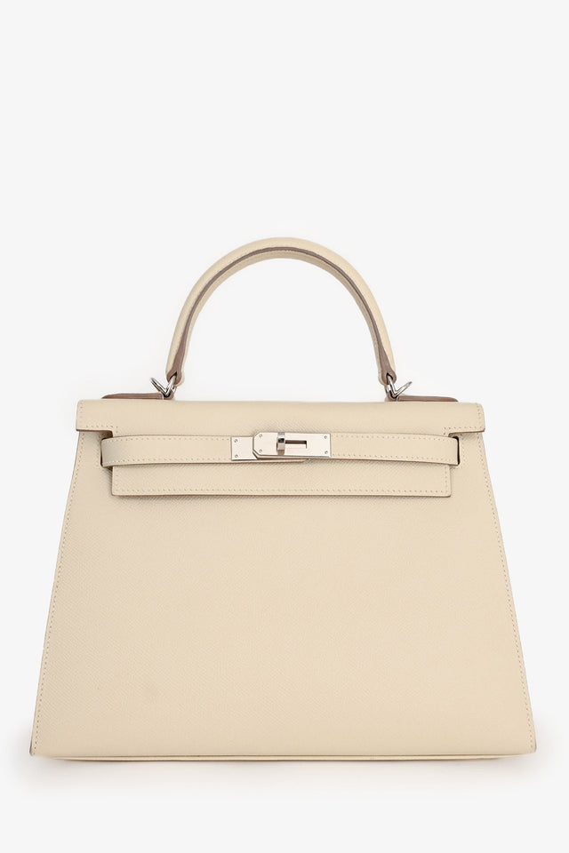 Hermes 2021 Chalk White Epsom Leather Kelly Sellier 28