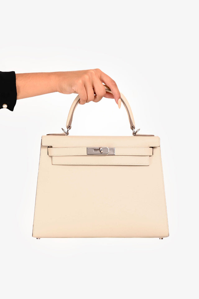 Hermes 2021 Chalk White Epsom Leather Kelly Sellier 28