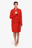 Christian Dior Red Wool Black Buttoned Midi Coat Size 6