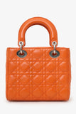 Christian Dior 2016 Orange Leather Cannage Small Lady Dior With Strap