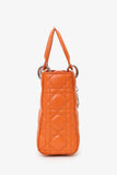 Christian Dior 2016 Orange Leather Cannage Small Lady Dior With Strap