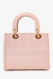 Christian Dior 2020 Pink Cannage Embroidered Canvas Medium Lady D-Lite With Strap