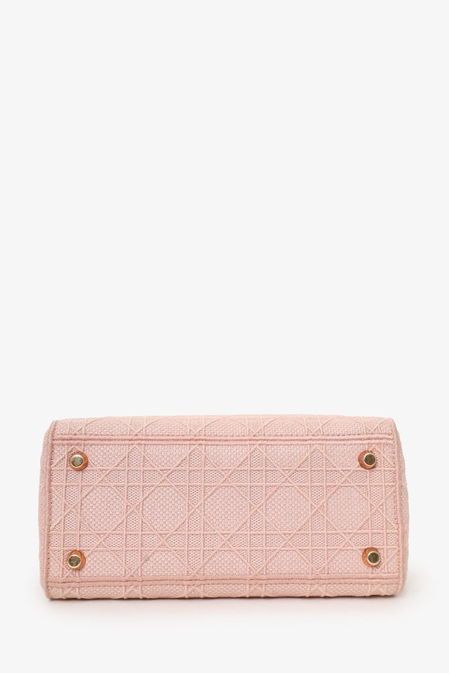 Christian Dior 2020 Pink Cannage Embroidered Canvas Medium Lady D-Lite With Strap