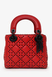 Christian Dior 2018 Red Studded Lambskin Cannage Supple Mini Lady Dior